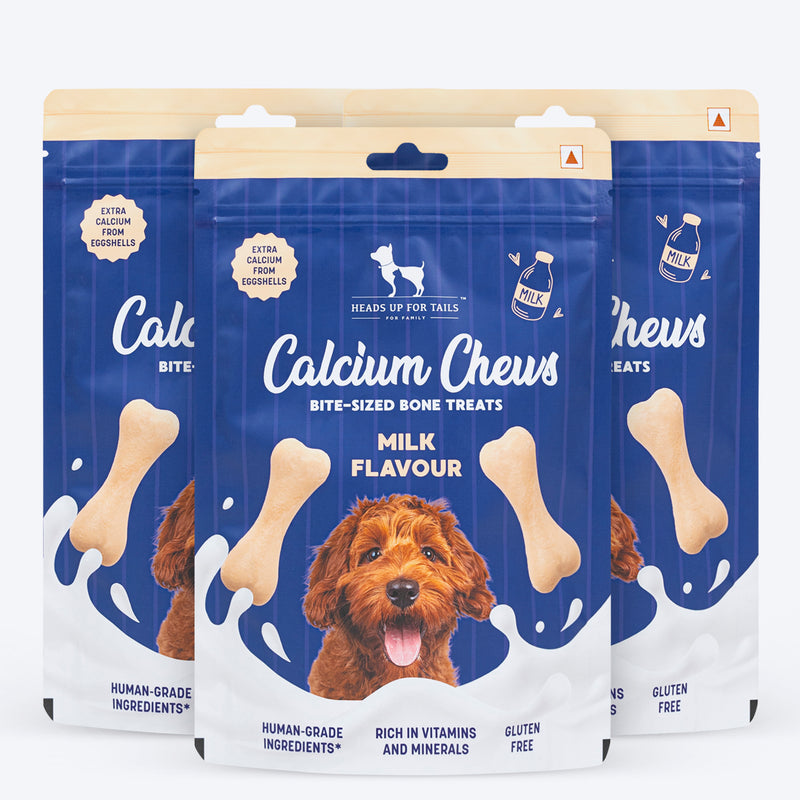 HUFT Calcium Chews Bite-Sized Bone Treats For Dog - Milk Flavour - Heads Up For Tails