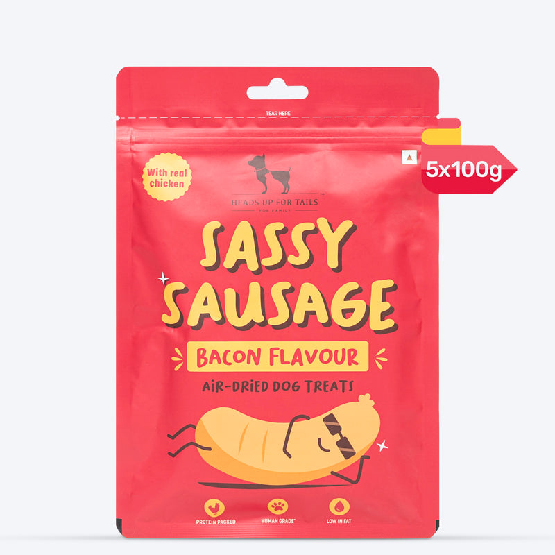 HUFT Sassy Sausage Bacon With Real Chicken Air-Dried Dog Treats - 100 g - Heads Up For Tails