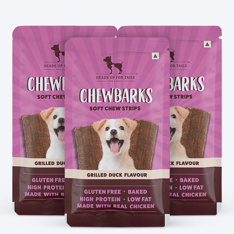 HUFT Chewbarks Grilled Duck Soft Chew Strips Treat For Dogs - 30g - Heads Up For Tails