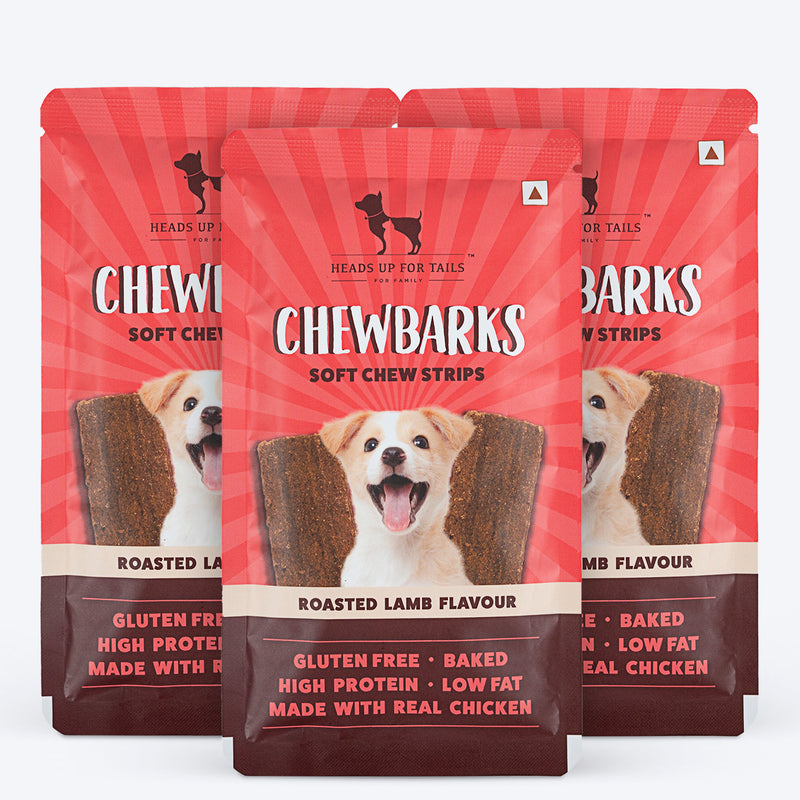 HUFT Chewbarks Roasted Lamb Soft Chew Strips Treat For Dogs - 30g - Heads Up For Tails