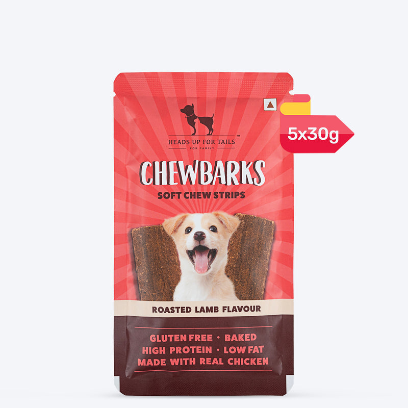 HUFT Chewbarks Roasted Lamb Soft Chew Strips Treat For Dogs - 30g - Heads Up For Tails