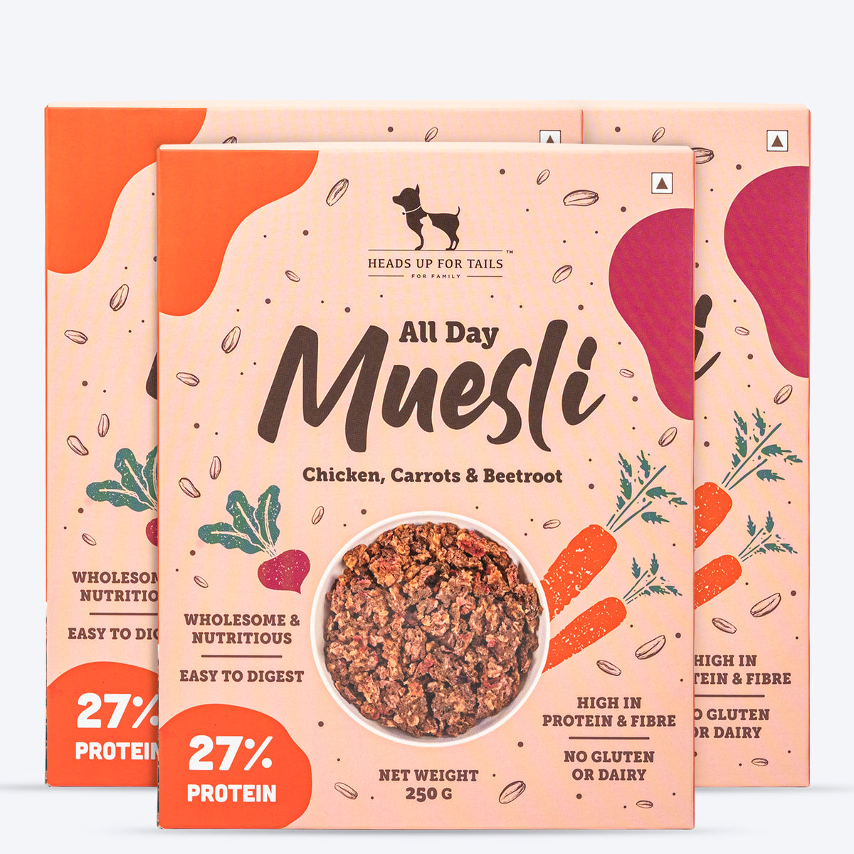 HUFT All Day Muesli with Chicken, Carrots and Beetroot Doggie Treats - 250 g - Heads Up For Tails