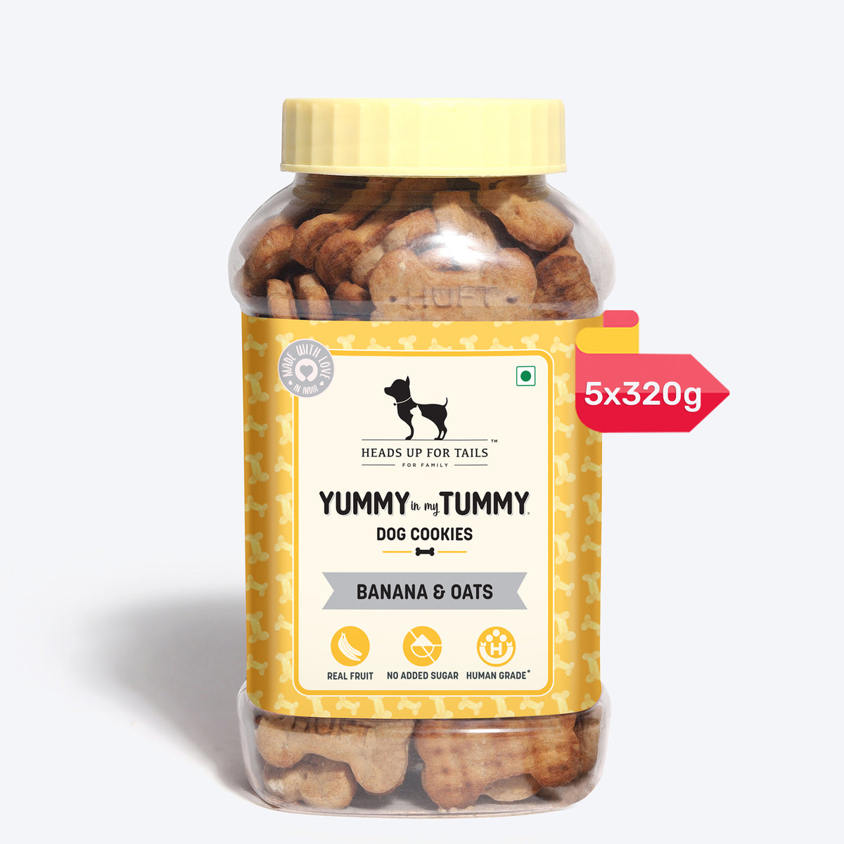 HUFT YIMT Banana & Oats Vegetarian Dog Biscuits - Heads Up For Tails
