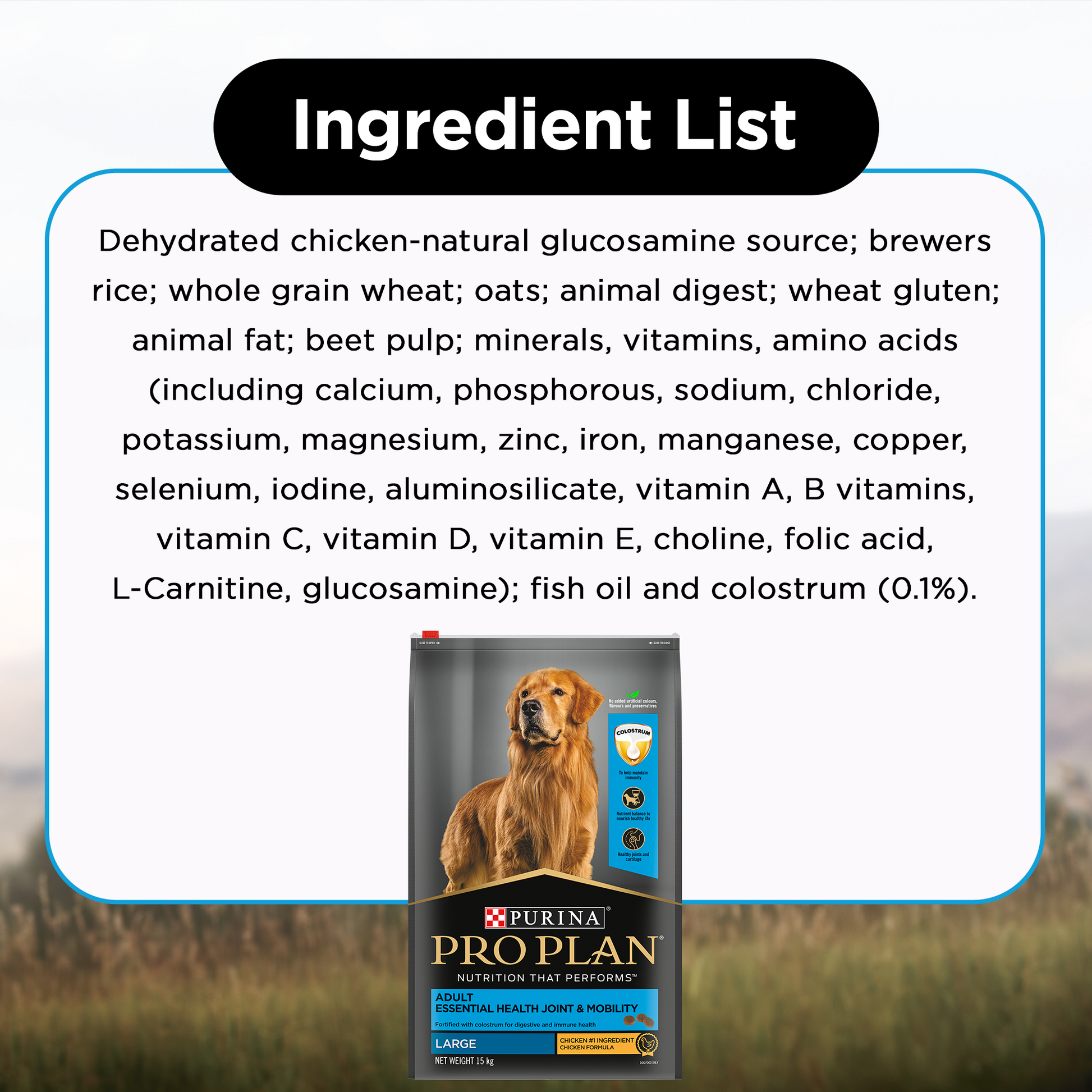 PURINA PRO PLAN Essential Health Joint & Mobility Large Breed Dry Food For Adult Dog - Heads Up For Tails