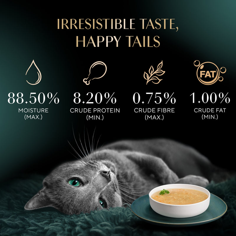 Sheba Soup With Chicken Wet Food For Cat - 40 gm x 4 pcs - Heads Up For Tails