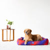 Dash Dog Flow Water Repellent Lounger Dog Bed - Blue & Red - Heads Up For Tails