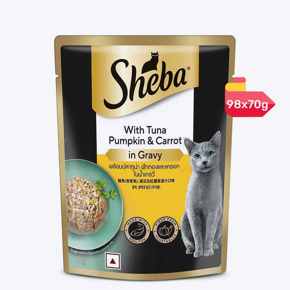 Sheba Rich Premium (1+ Years) Tuna Pumpkin &amp; Carrot In Gravy Adult Wet Cat Food - 70 gm Packs