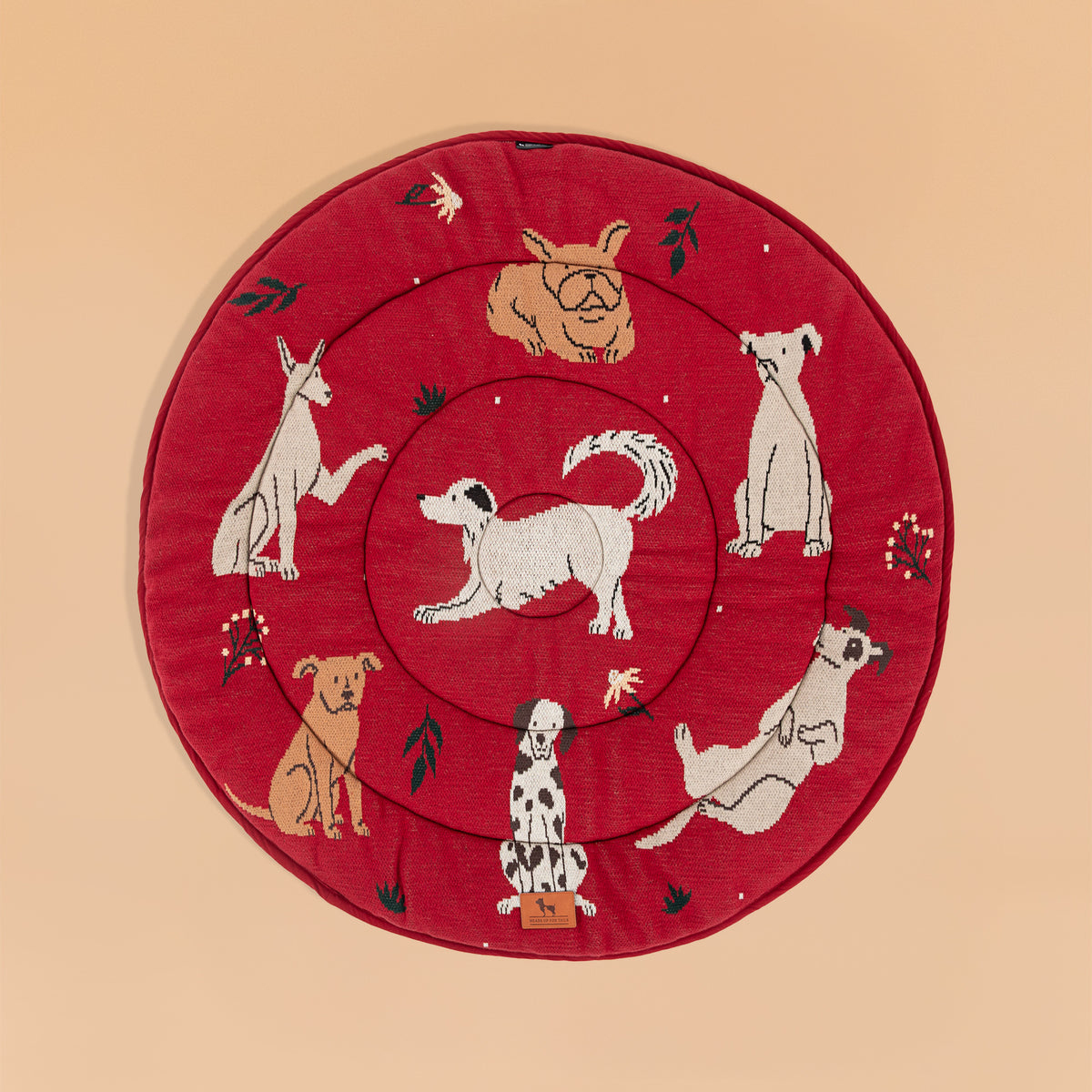 HUFT Bloom Buddies Round Mat For Dog - Red - Heads Up For Tails