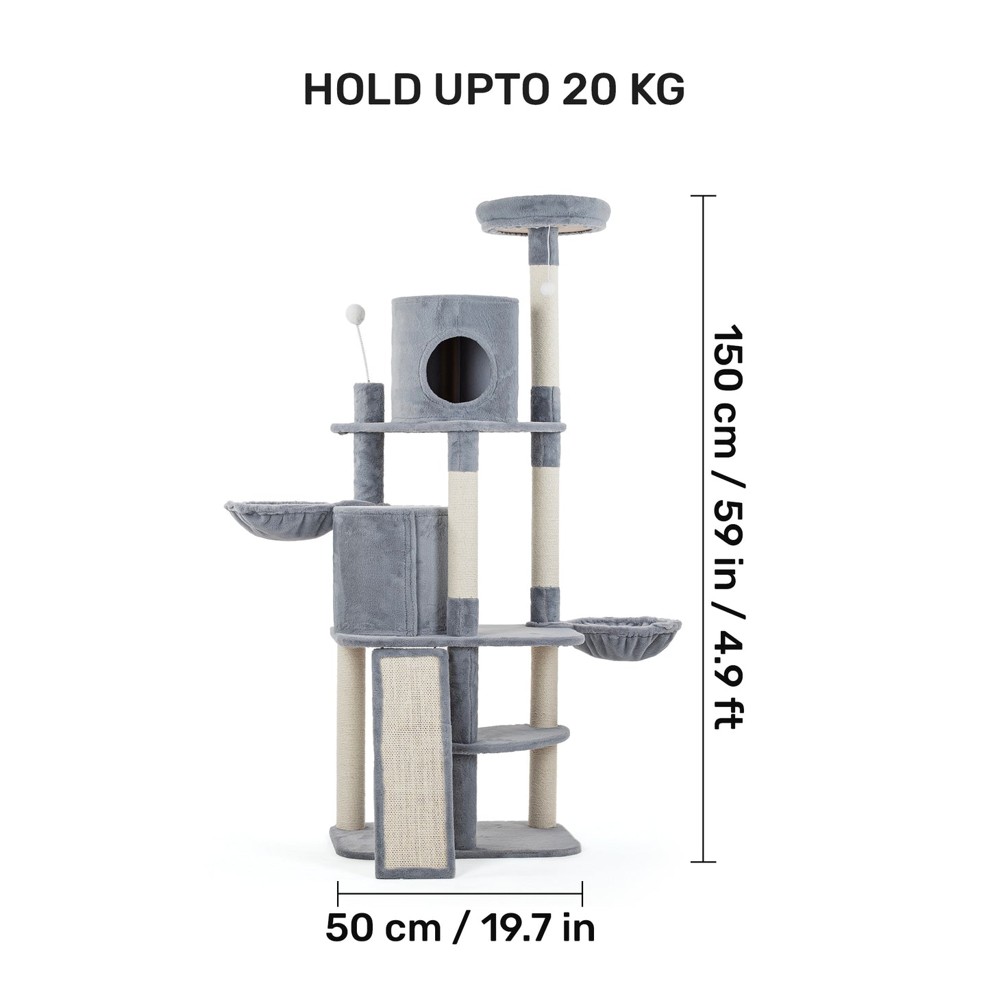 HUFT Meowtrix Tower Multipurpose Cat Tree - Grey