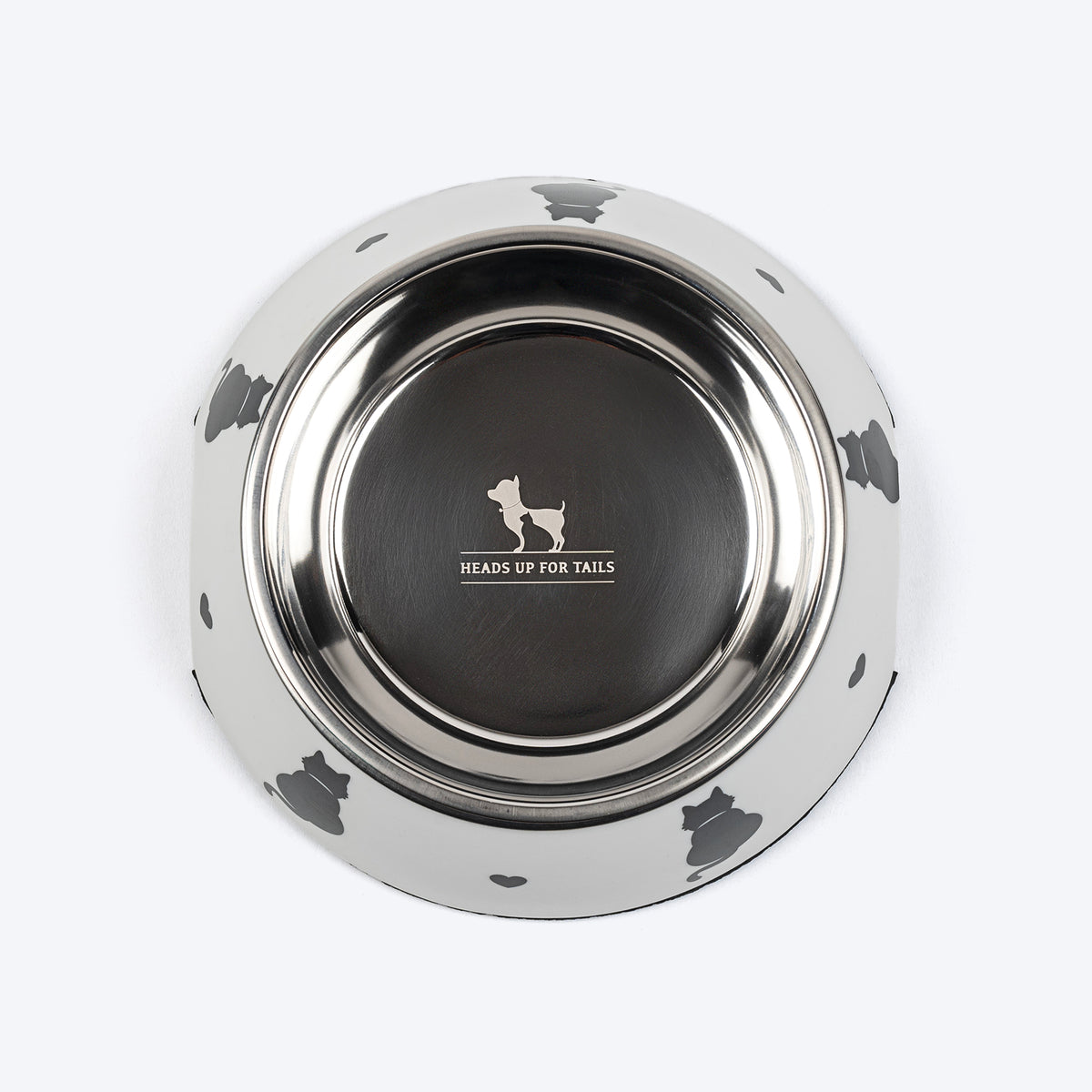 HUFT Purrfect Catch Printed Melamine Bowl With Steel Inserts For Cat - White - Heads Up For Tails