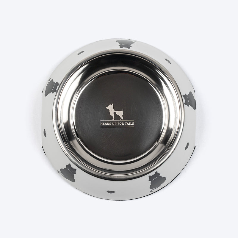 HUFT Purrfect Catch Printed Melamine Bowl With Steel Inserts For Cat - White - Heads Up For Tails