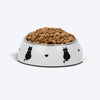 HUFT Purrfect Catch Printed Melamine Bowl With Steel Inserts For Cat - White - Heads Up For Tails
