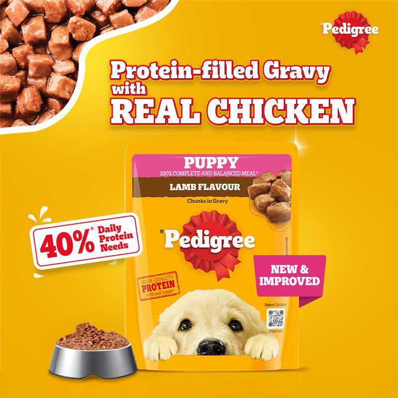 Pedigree Lamb Chunks In Gravy Puppy Wet Food - 70 g - Heads Up For Tails