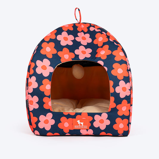 HUFT Flower Frenzy Tent Bed For Cat & Puppies - Navy - Heads Up For Tails