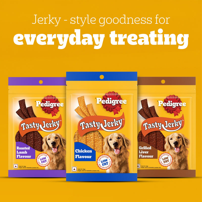 Pedigree Tasty Jerky Roasted Lamb Flavour Treat For Adult Dog - 70 g - Heads Up For Tails
