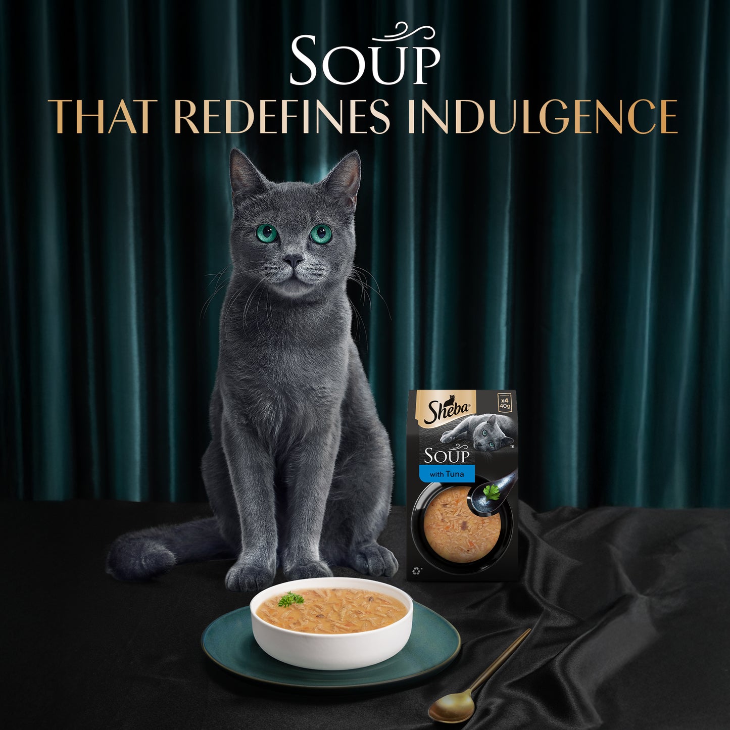 Sheba Soup With Tuna Wet Food For Cat - 40 gm x 4 pcs - Heads Up For Tails