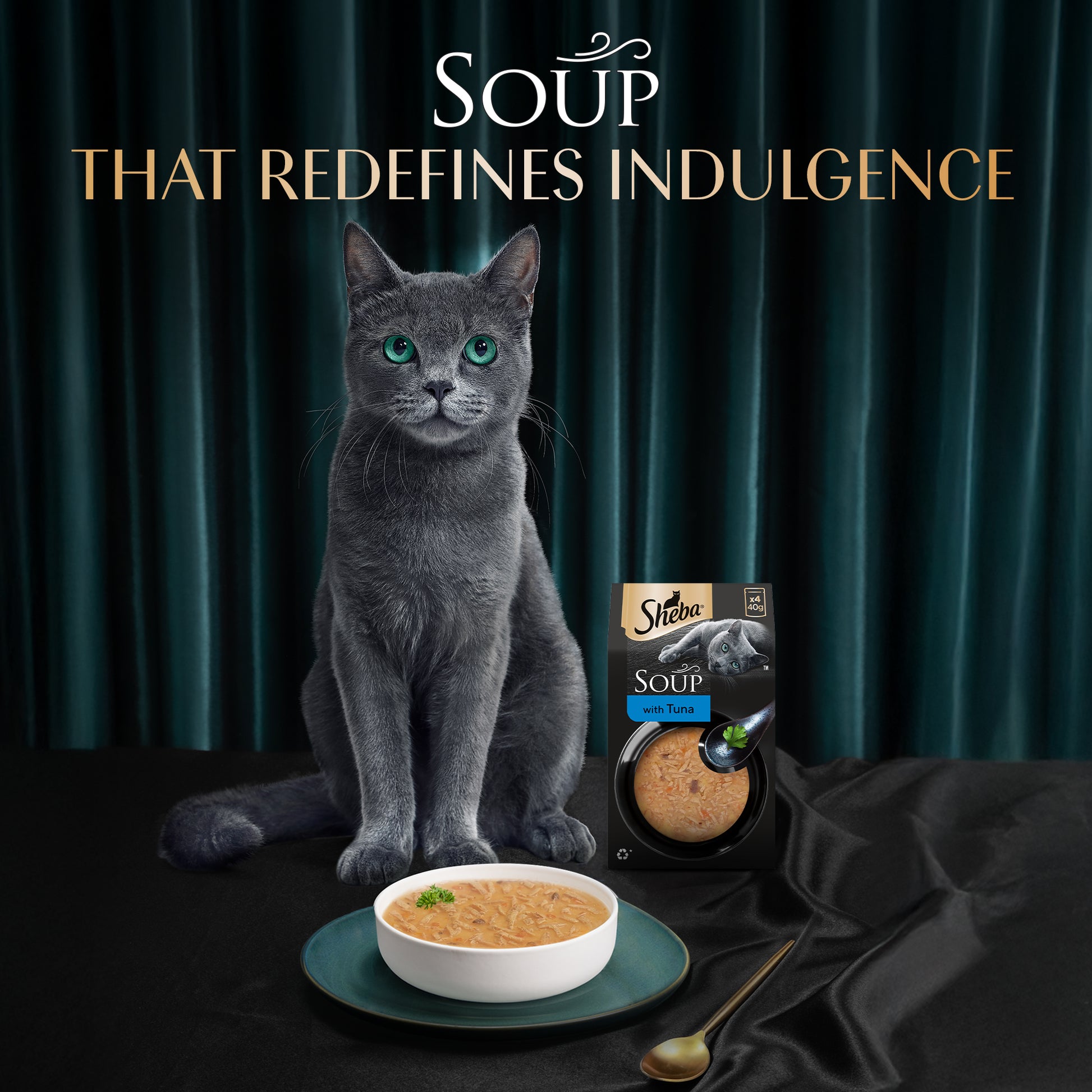 Sheba Soup With Tuna Wet Food For Cat - 40 gm x 4 pcs - Heads Up For Tails