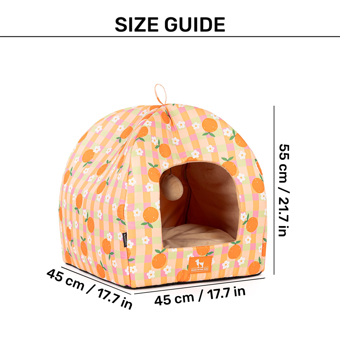 HUFT Tangy Blossoms Tent Bed For Cat & Puppies - Orange - Heads Up For Tails