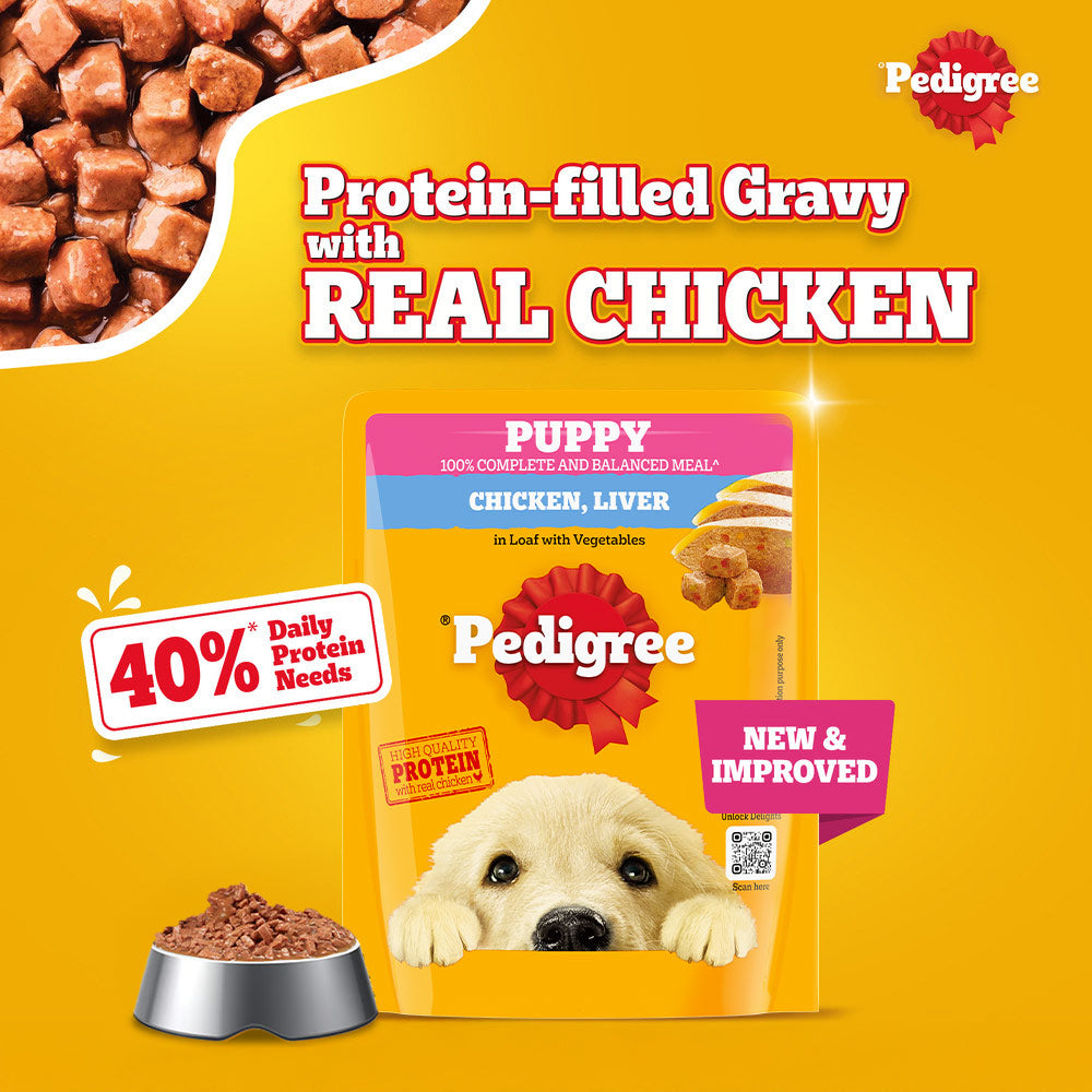 Pedigree Chicken Liver In Loaf With Vegetables Puppy Wet Food - 70 gm Packs - Heads Up For Tails