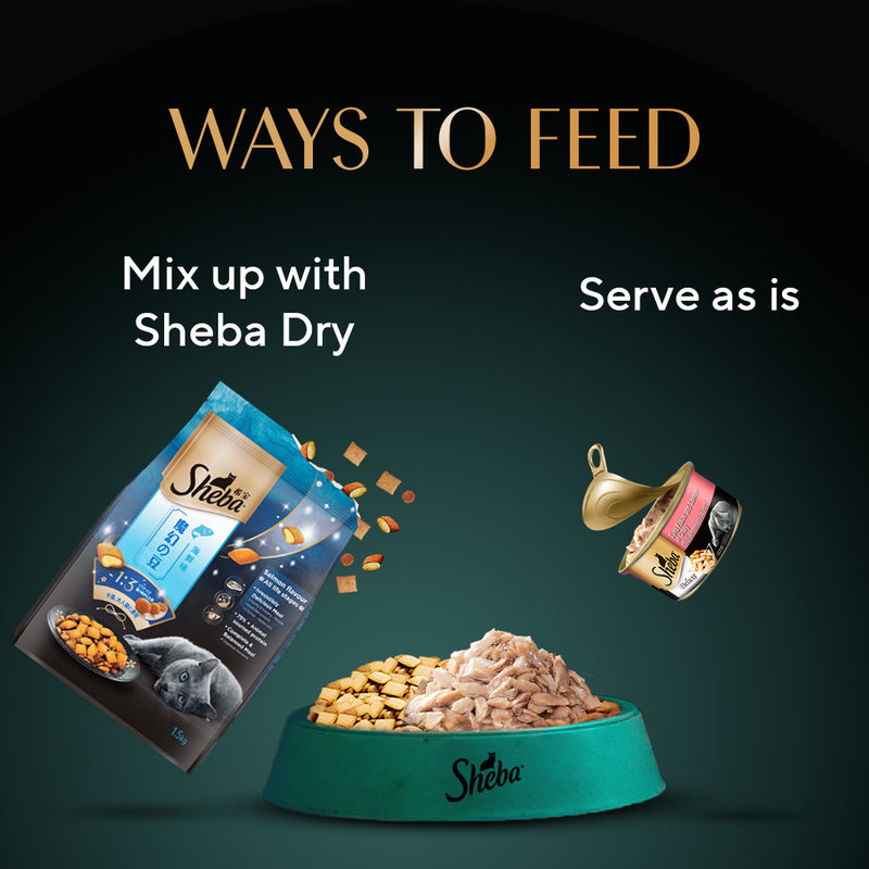 Sheba Deluxe Premium (1+ Years) Tuna Flakes & Salmon In Gravy Adult Cat Wet Food - 85 gm - Pack