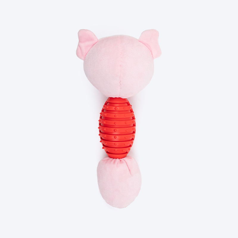 HUFT Squeaky Piggy Plush Toy For Dog - Pink - Heads Up For Tails