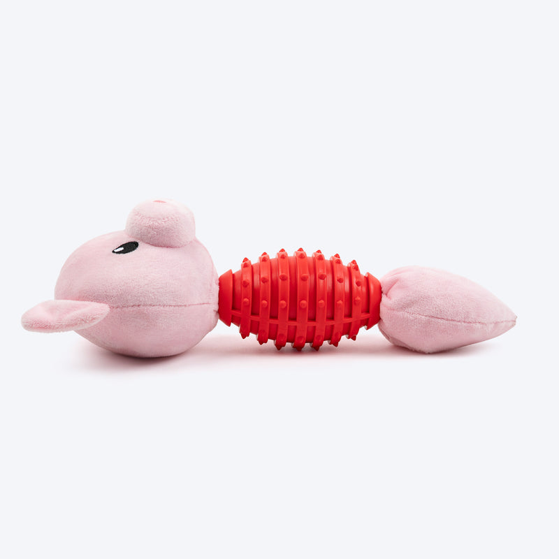 HUFT Squeaky Piggy Plush Toy For Dog - Pink - Heads Up For Tails