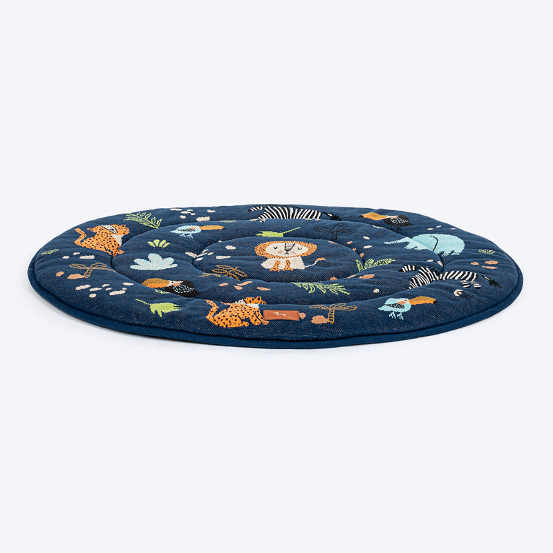 HUFT Jungle Dreams Round Mat For Dog - Blue - Heads Up For Tails