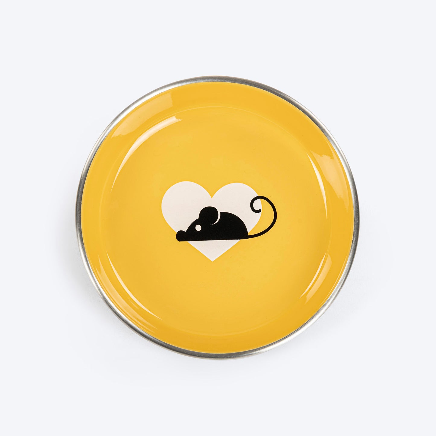 HUFT Purrfect Treat Printed Steel Bowl For Cat - Yellow