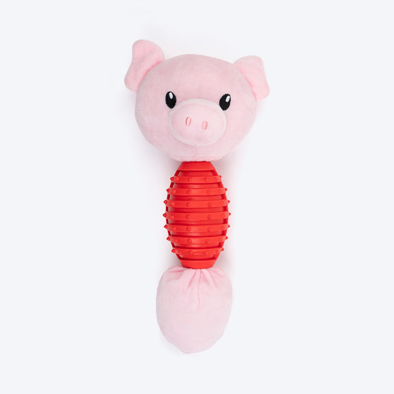 HUFT Squeaky Piggy Plush Toy For Dog - Pink - Heads Up For Tails
