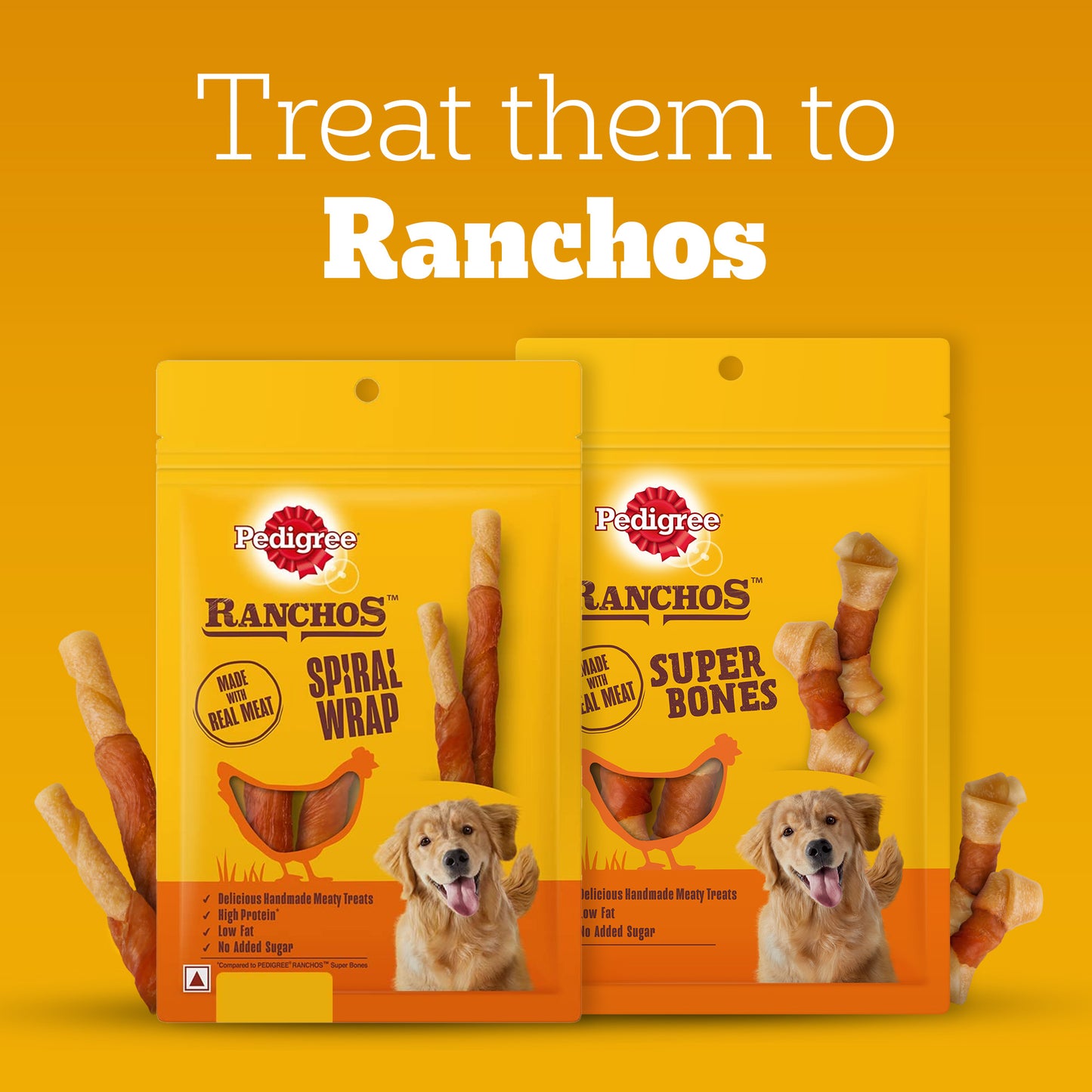 Pedigree Ranchos Super Bones (1+ Years) Chicken And Milky Flavour Dog Treat - 70 gm
