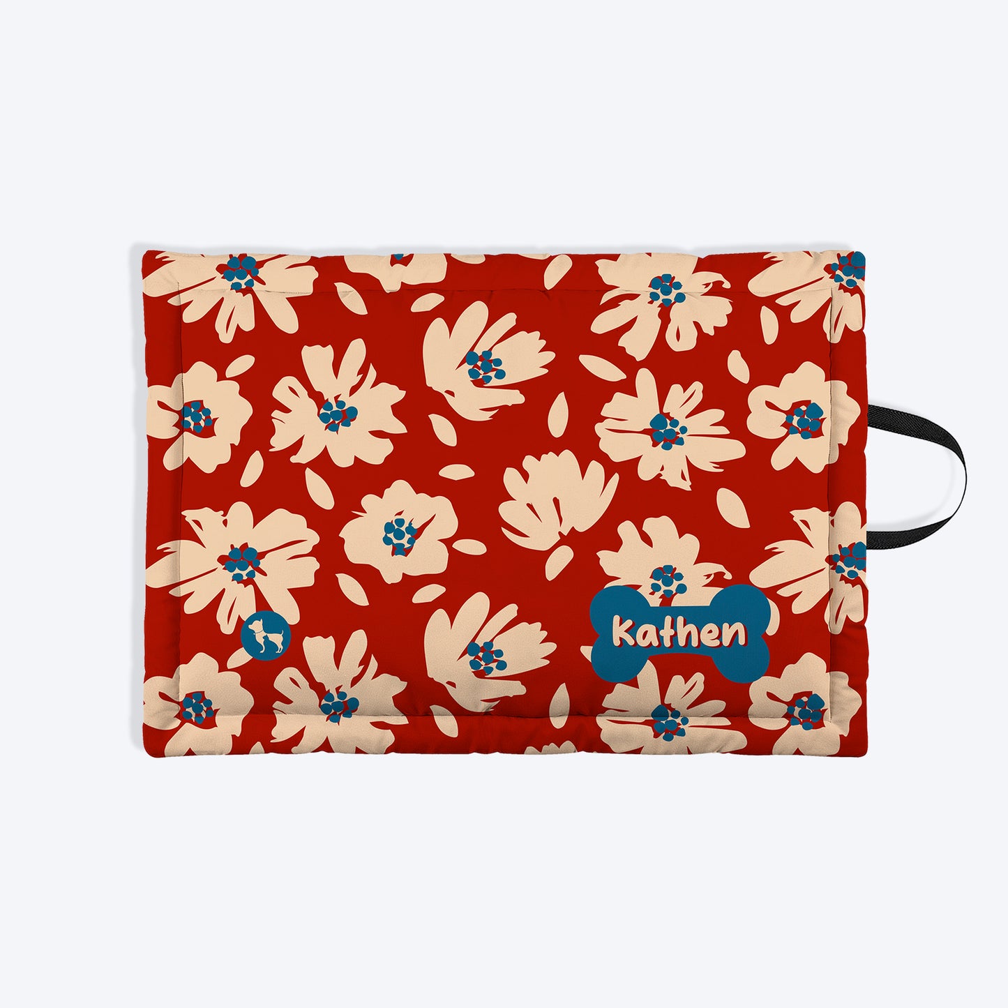 HUFT Personalised Scarelet Blossom Mat For Dog & Cat - Dark Red - Heads Up For Tails