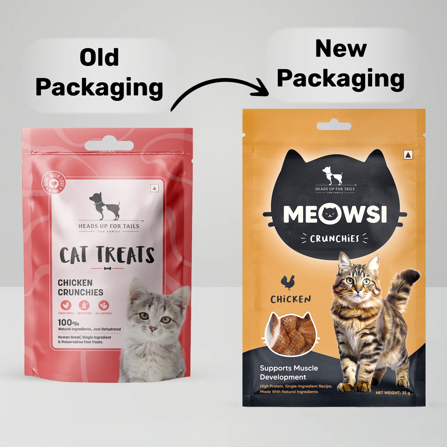 Meowsi by HUFT Cat Treats - Chicken Crunchies - 35 g - Heads Up For Tails