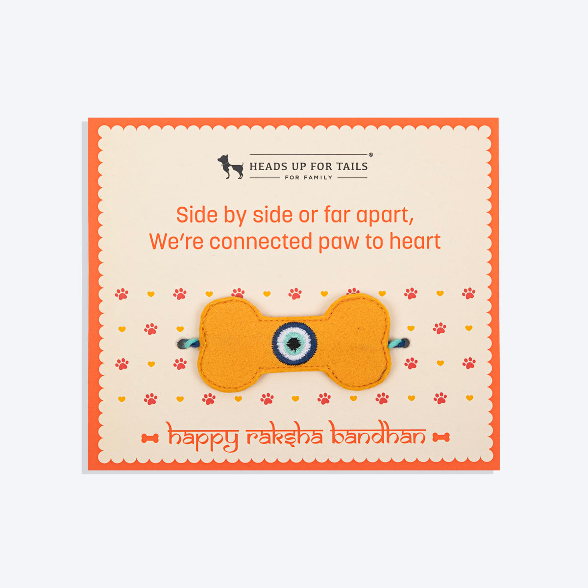 HUFT Nazar Buster Tie Rakhi For Dog & Cat - Yellow - Heads Up For Tails