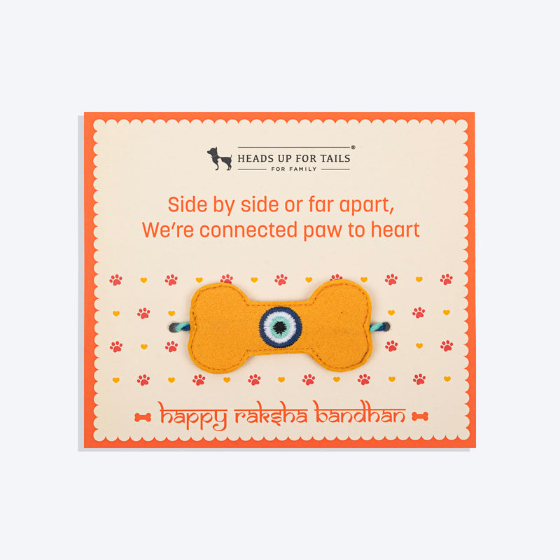 HUFT Nazar Buster Tie Rakhi For Dog & Cat - Yellow - Heads Up For Tails