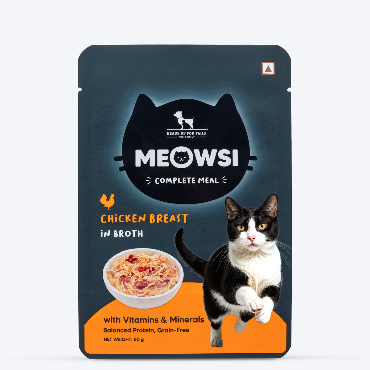 Meowsi by HUFT Chicken Breast in Broth Cat Wet Food, 80 gm, with vitamins and minerals, balanced protein, grain-free.