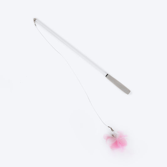 HUFT Featherly Extendable Wand Toy For Cat - Pink & White