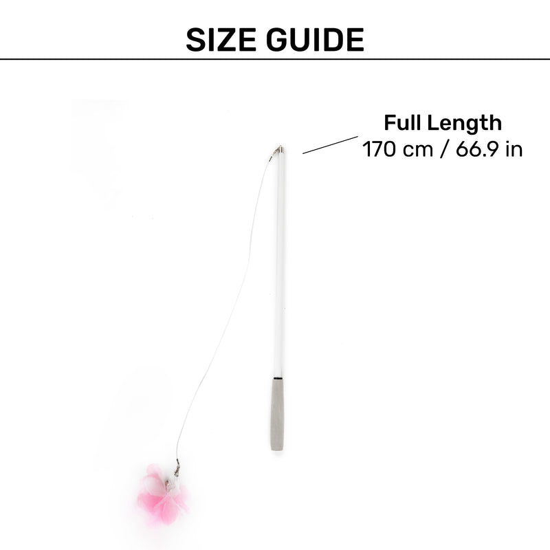 HUFT Featherly Extendable Wand Toy For Cat - Pink & White