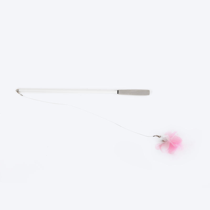 HUFT Featherly Extendable Wand Toy For Cat - Pink & White