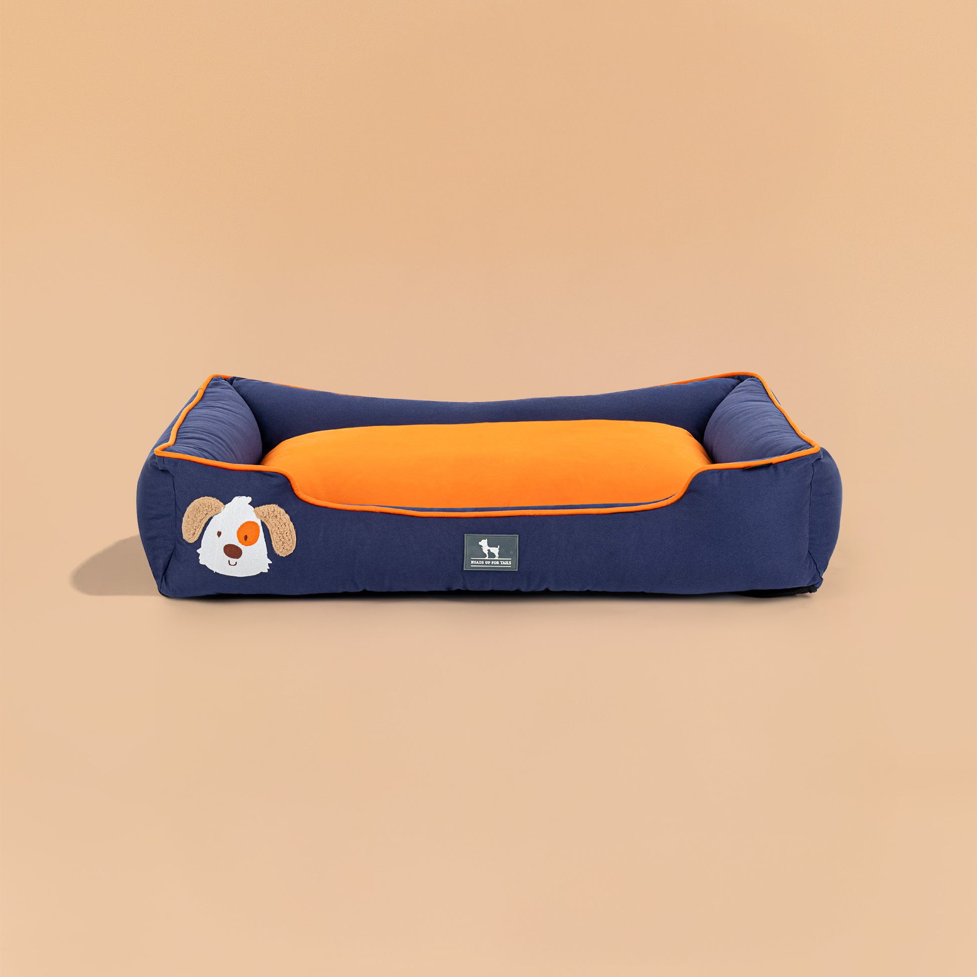 HUFT Woofie Classic Lounger Bed For Dog - Blue & Orange - Heads Up For Tails