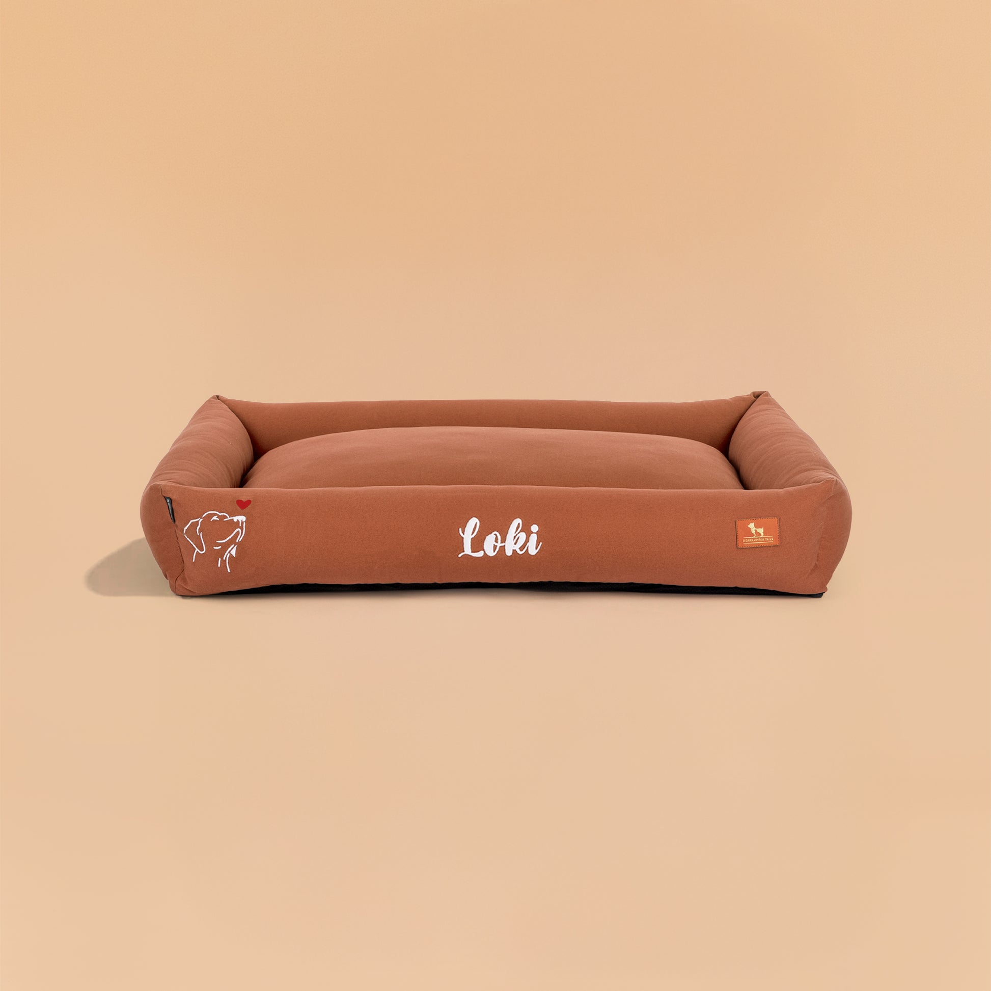 HUFT Personalised Sniff The Love Lounger Bed For Dog - Brown - Heads Up For Tails