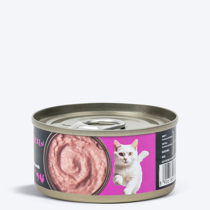 Meowsi by HUFT Tuna & Chicken in Mousse Canned Cat Wet Food, 80 gm, with vitamins and minerals, grain-free.