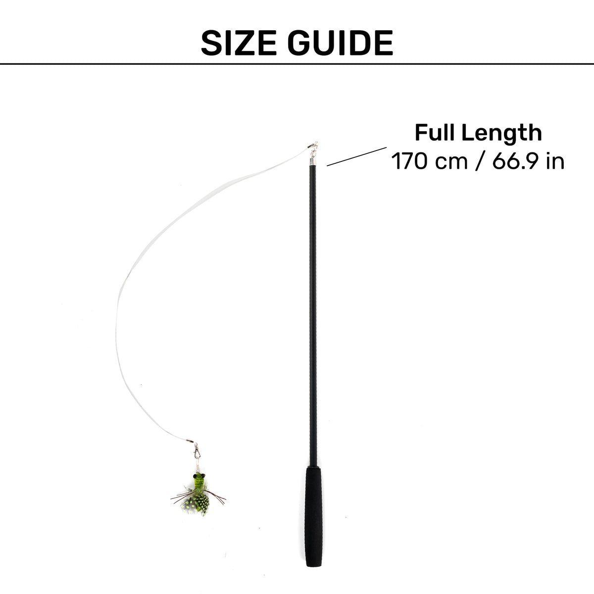 HUFT Flutterbug Extendable Wand Toy For Cat - Green & Black