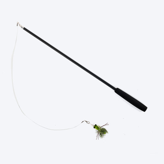 HUFT Flutterbug Extendable Wand Toy For Cat - Green & Black