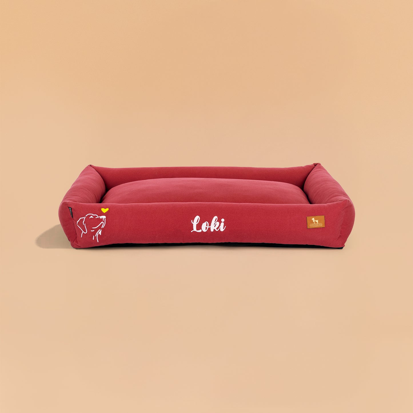 HUFT Personalised Sniff The Love Lounger Bed For Dog - Maroon - Heads Up For Tails