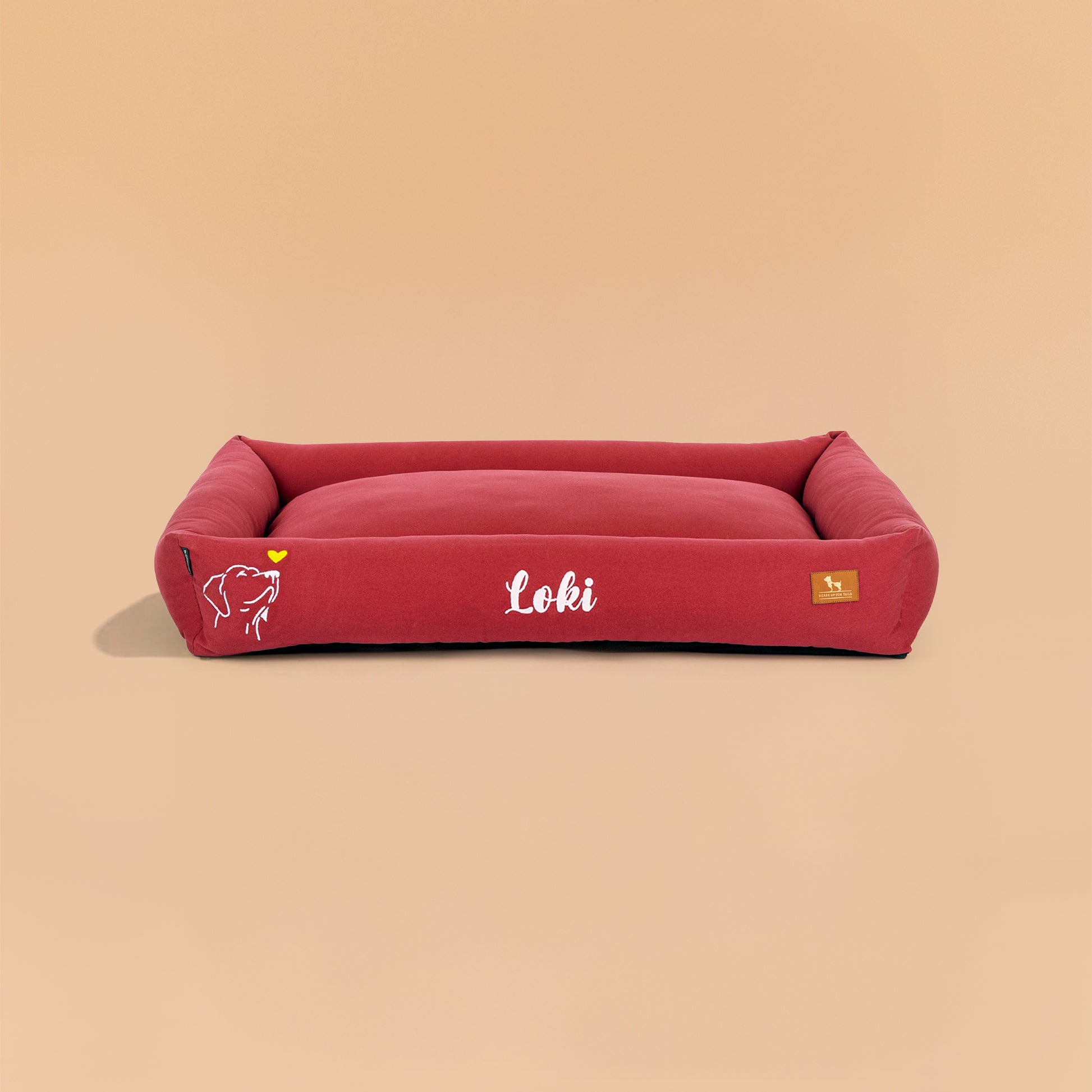 HUFT Personalised Sniff The Love Lounger Bed For Dog - Maroon - Heads Up For Tails