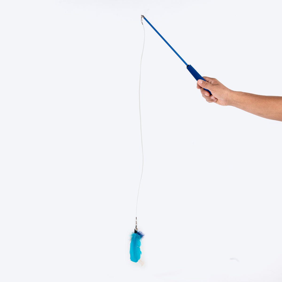 HUFT Featheroo Extendable Wand Toy For Cat - Blue & White