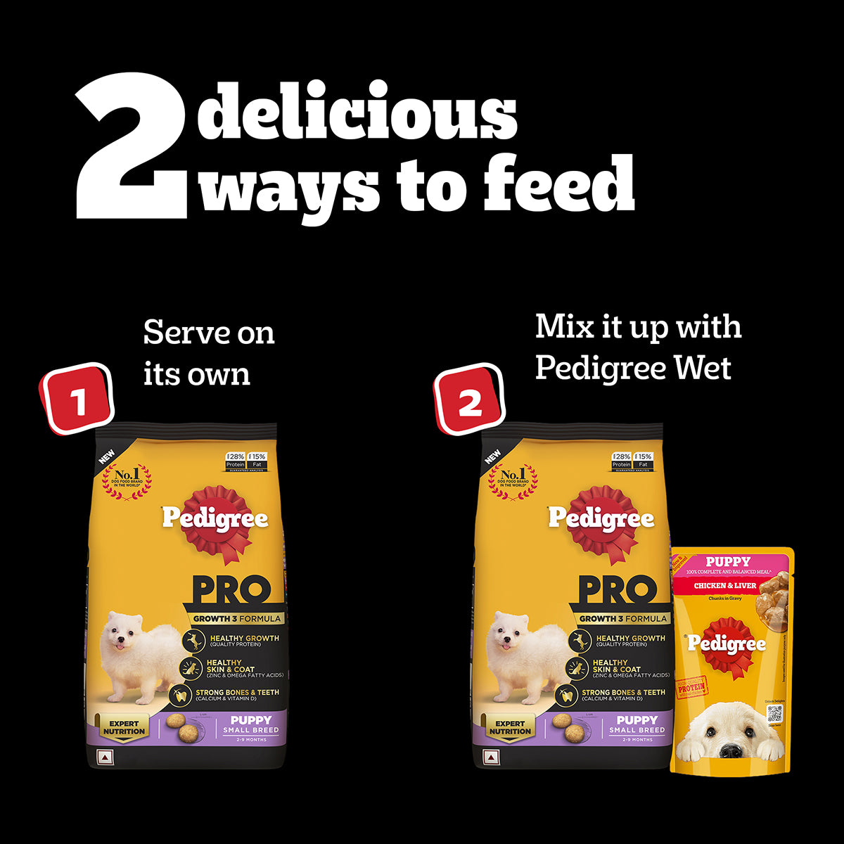 Pedigree PRO Expert Nutrition Small Breed (2-9 Months) Dry Puppy Food - Heads Up For Tails