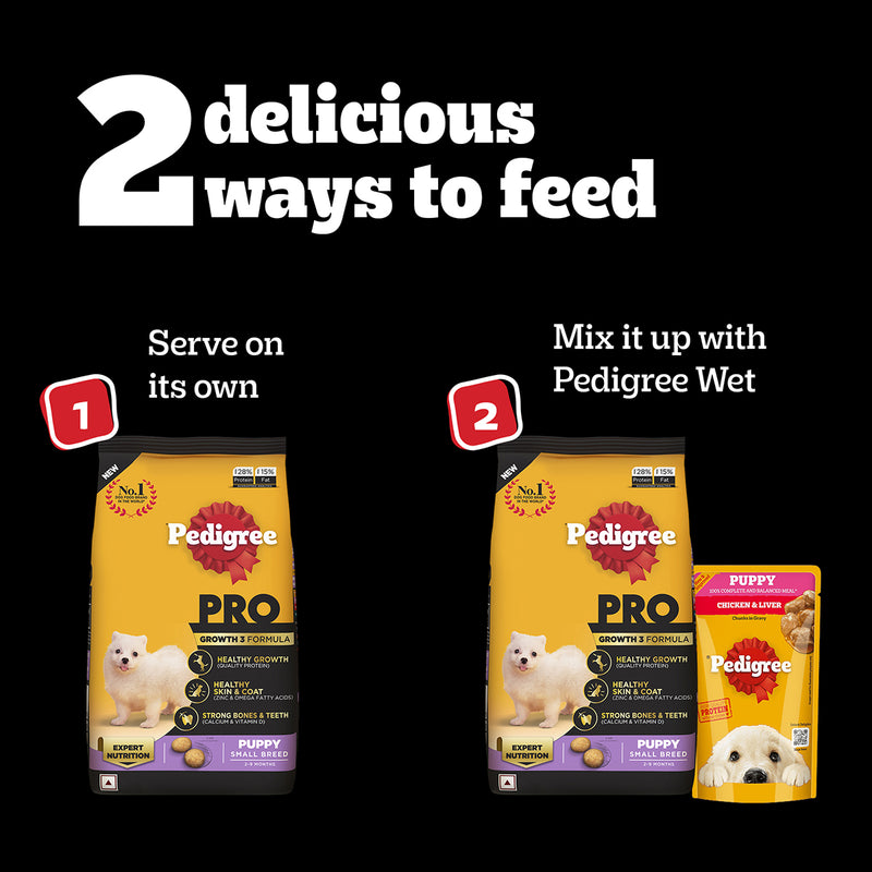 Pedigree PRO Expert Nutrition Small Breed (2-9 Months) Dry Puppy Food - Heads Up For Tails