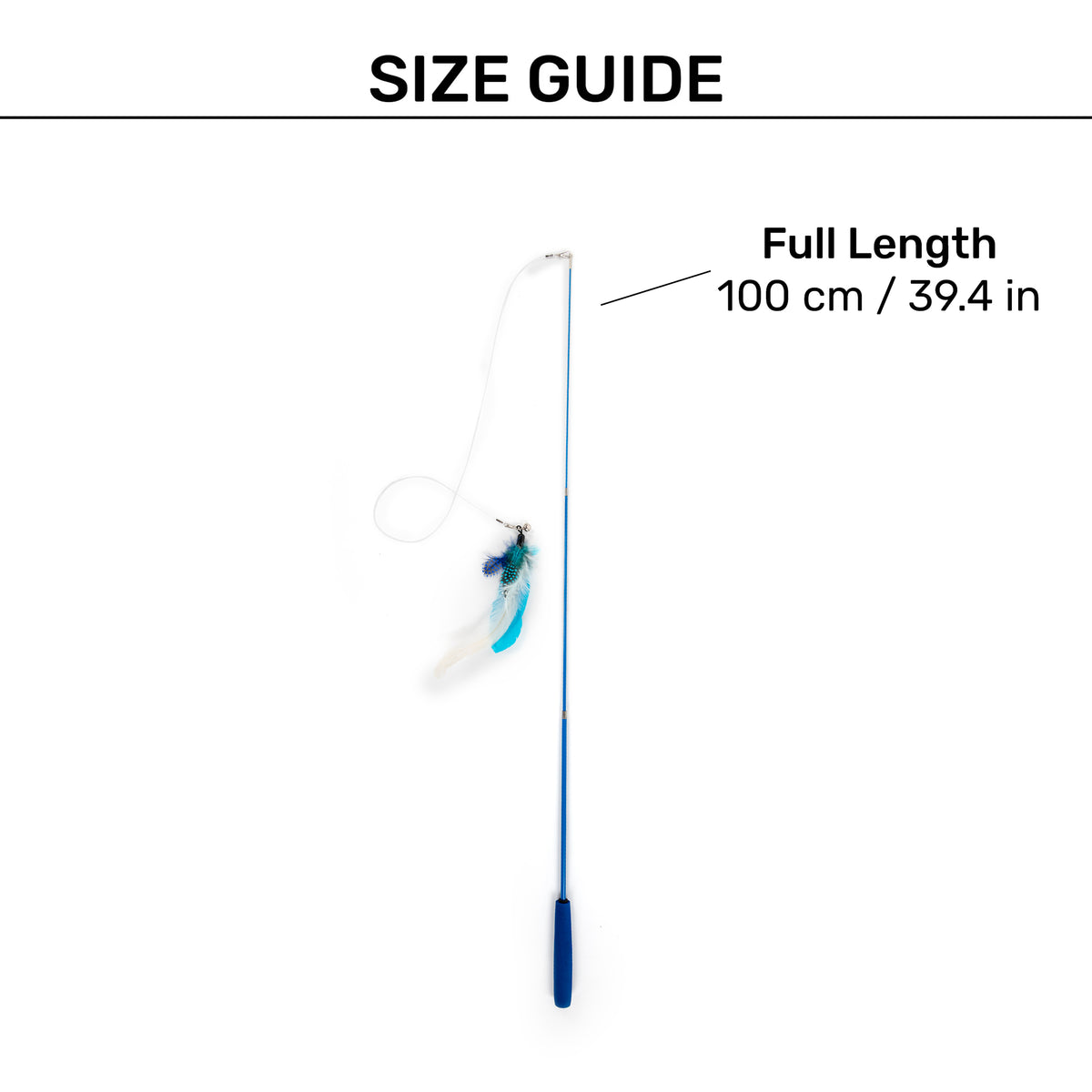 HUFT Featheroo Extendable Wand Toy For Cat - Blue & White
