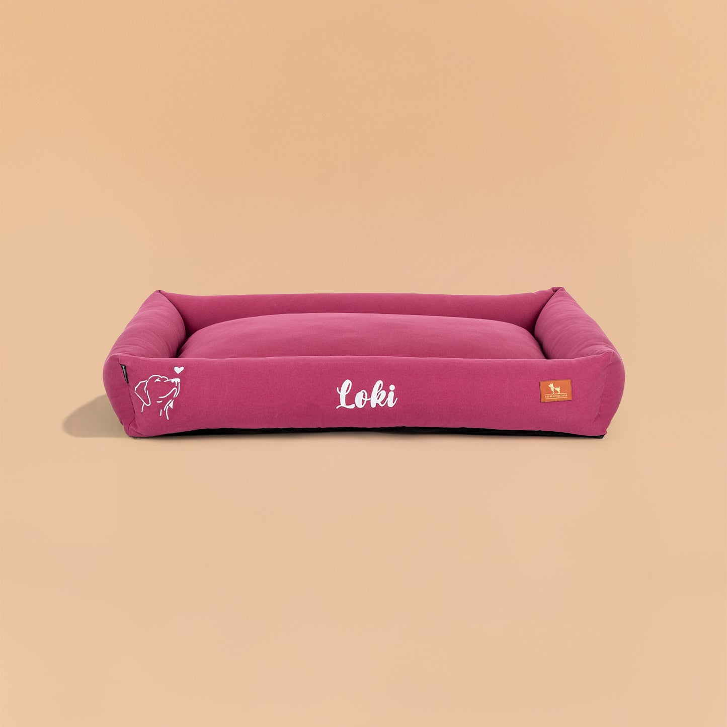 HUFT Personalised Sniff The Love Lounger Bed For Dog - Dark Magenta - Heads Up For Tails